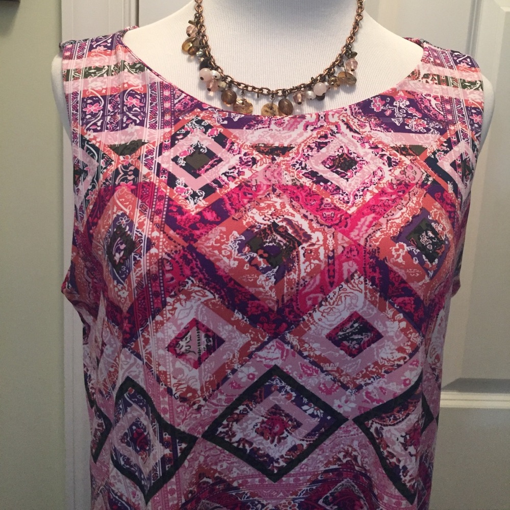 24/7 pink print sleeveless dress